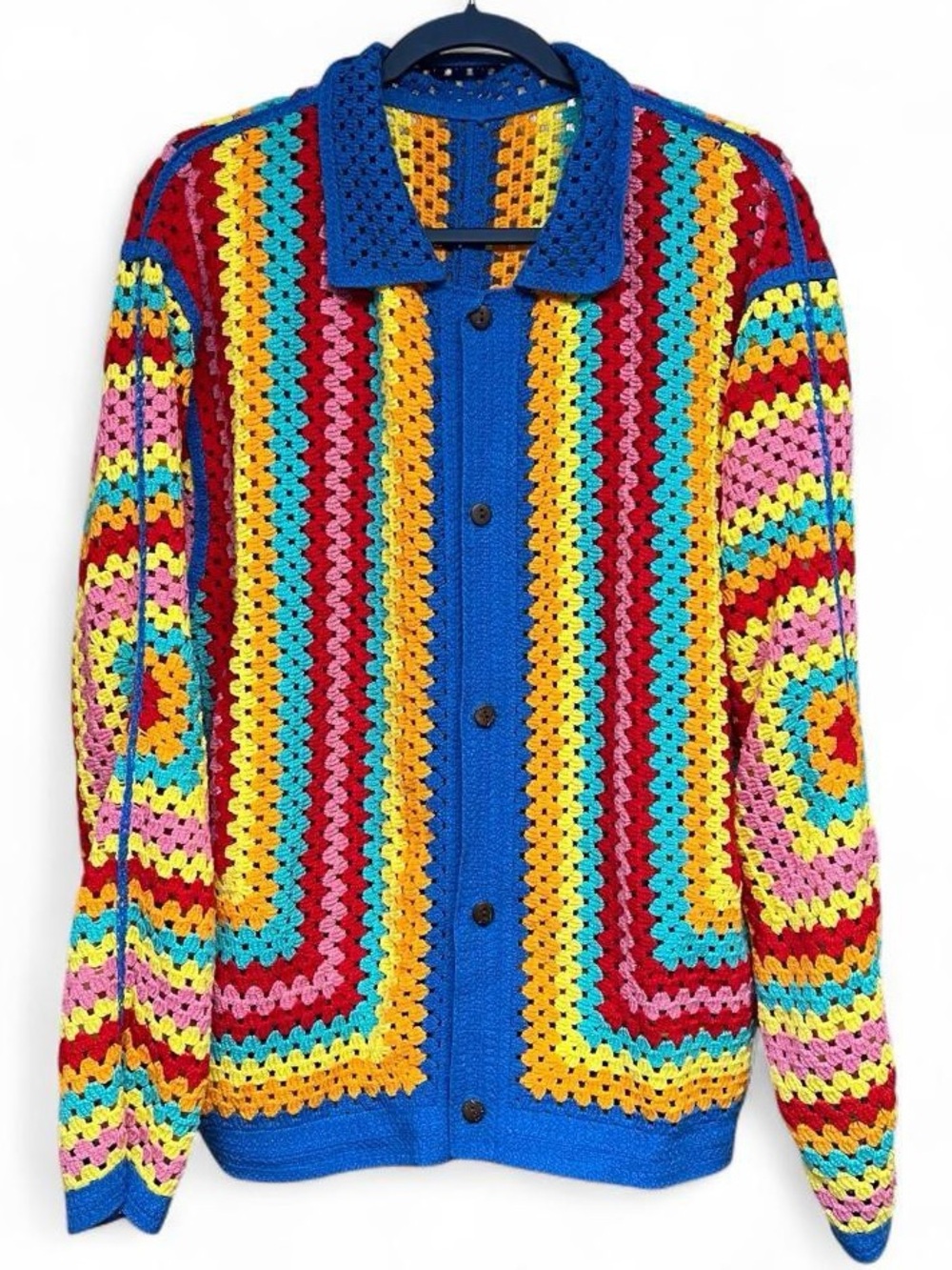 Colorful Crochet Cardigan Size Large